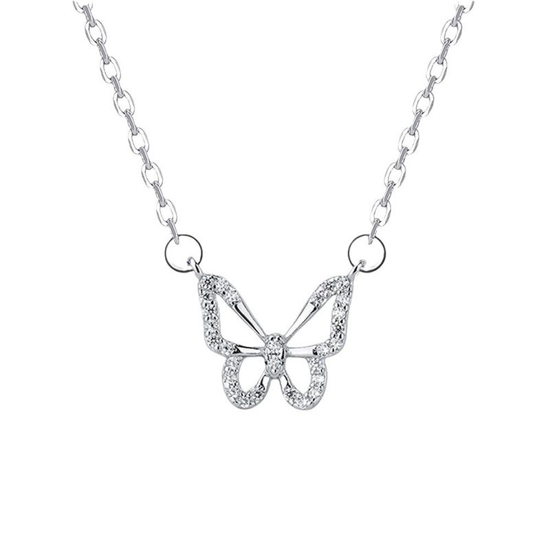 Collana con farfalla cava intarsiata con diamanti per donna, stile trendy Ins, stile celebrità di Internet, elegante catena per clavicola,_voghion.com