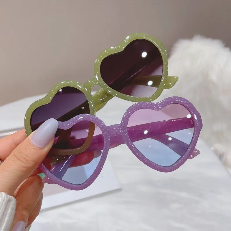 Simpatici cuori color caramella occhiali da sole per bambini bambini retrò rosa cartone animato occhiali da sole montatura ragazze ragazzi occhiali da sole per bambini UV400_voghion.com
