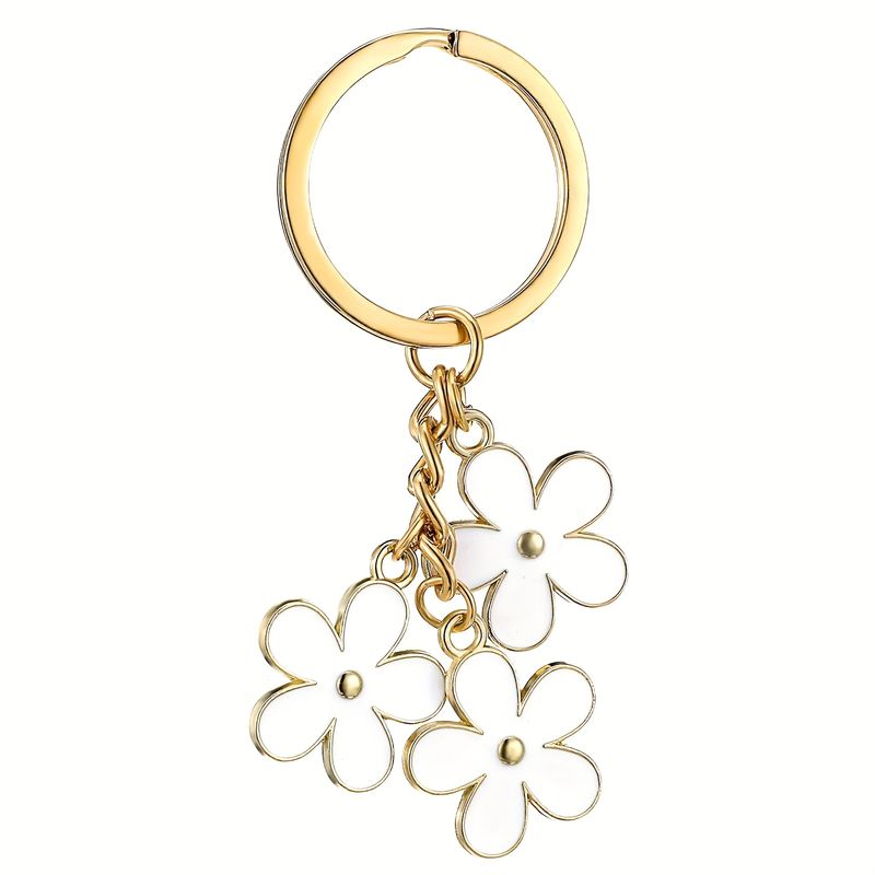Bloemen sleutelhanger, schattige sleutelhangers, bloemen bedels, geëmailleerde sleutelhanger, schattige esthetische sleutelhangers, bedels, preppy accessoires, tas, portemonnee, bedel, gouden sleutelhanger_voghion.com