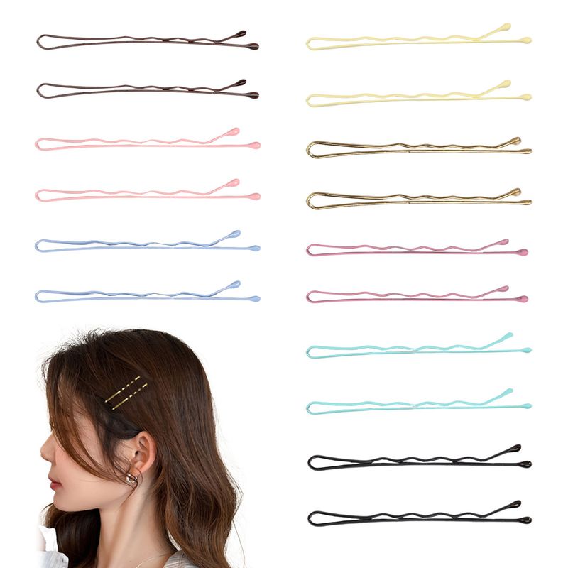 Fermagli per capelli in metallo smaltato a forma di U, senza traccia, con testa rotonda, ondulati e piatti, con una sola linea - Fermagli per sezionare lo stile minimalista coreano_voghion.com