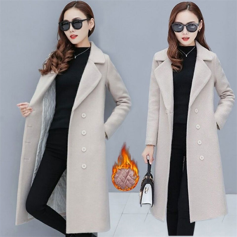 Female Woolen Coat Veet 2023Women's Double-Breasted Woolen Coat Spring And Autumn Woolen Coat Fashion Suit Collar_voghion.com