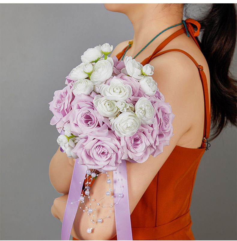 Mājas mēbeles Kāzu līgavu pušķi Rozā Augstas kvalitātes Rožu Pušķi Slāņaini Pušķi Foto Rekvizīti_voghion.com