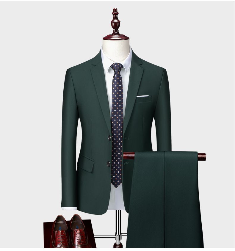 Men's business casual men's fashion host, wedding groomsman suit, two-piece set_voghion.com