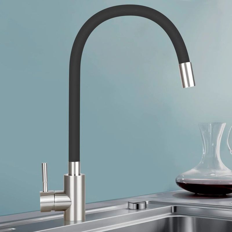 Glitzerlife Wasserhahn Küche Küchenarmatur Schwarz - Armatur Edelstahl Mischbatterie 360°Drehbar Spültischarmatur Küchenwasserhahn Mit Flexibler Auslauf Hochdruck_voghion.com