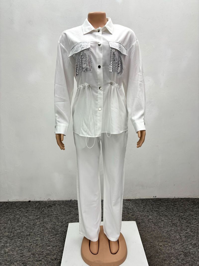 Abiti da donna Abiti da donna Temperamento Camicia a vita Cardigan a maniche lunghe Pantaloni Abito a due pezzi_voghion.com