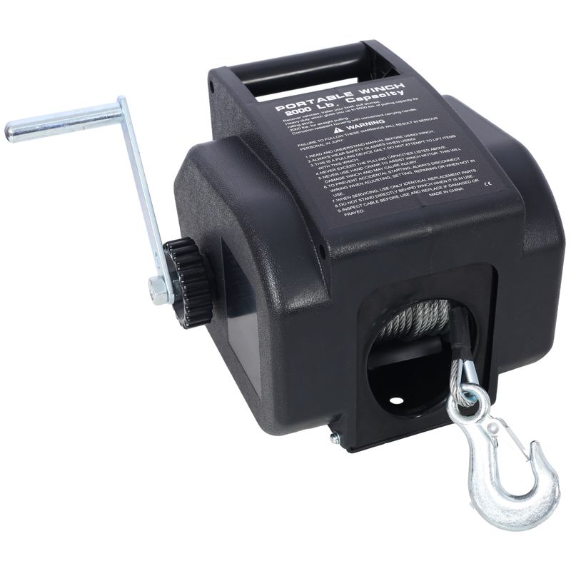 12v 2000lbs Trailer Winch,Electric Winch, For Boats Up To 5000 Lbs, Galvanized Wire Rope, Rapid Mount, Handheld Remote,power In And Manual Out.black Plastic Casing_voghion.com