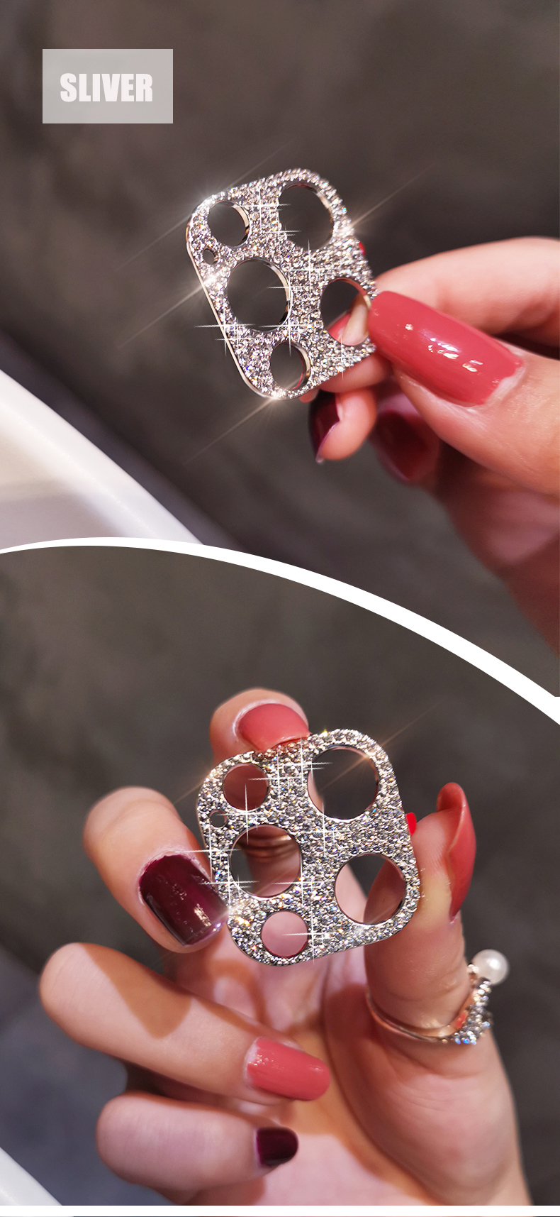 Custodia protettiva per obiettivo della fotocamera con diamante lucido Bling per iPhone 13 12 Mini 11 14 Pro Max Pellicola protettiva per schermo in metallo con strass glitter_voghion.com