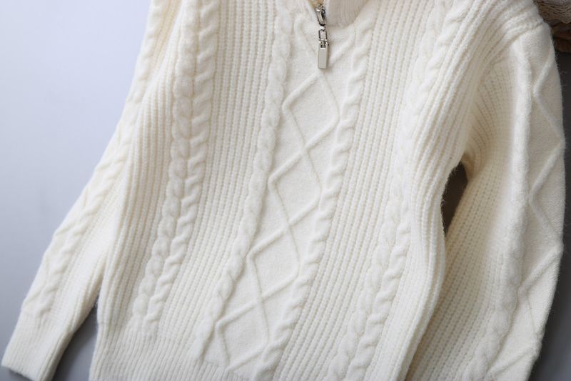 Halbreißverschluss Twisted Strickpullover für Mädchen für mittlere und große Kinder Herbst und Winter Kinderpullover Neue Kinderkleidung_voghion.com
