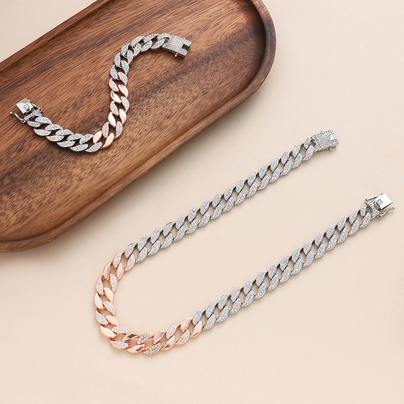 Nuova lega hip-hop Hiphop di alta qualità color blocking 15mm collana alla moda a catena cubana_voghion.com