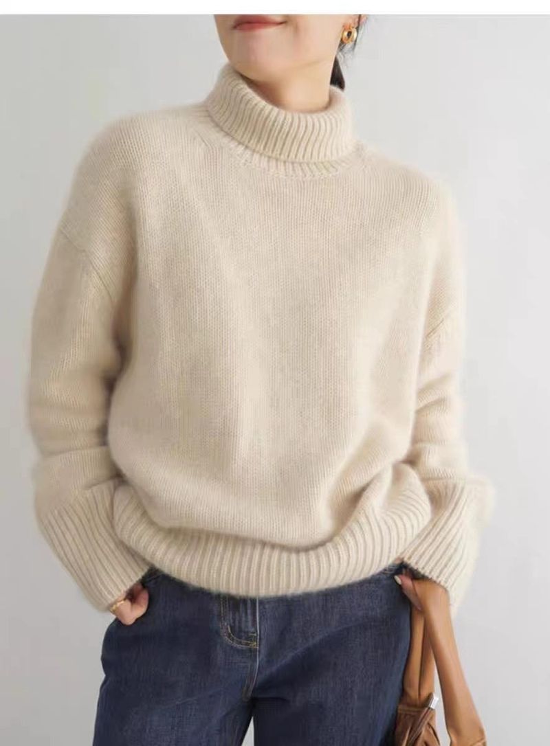 Maglione oversize da donna con collo alto - Pullover caldo e spesso, a maniche lunghe, per autunno e inverno (disponibile in 8 colori)_voghion.com