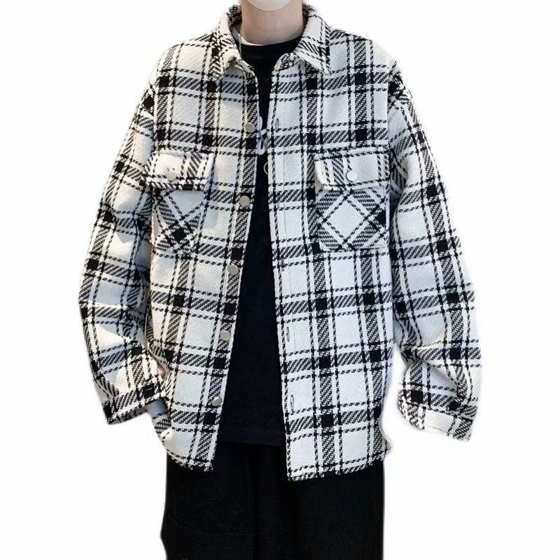Abrigo pequeño y fragante de primavera y otoño de marca de moda americana suelta con cuadrícula de mil pájaros estilo universitario Pi Shuai Casual_voghion.com