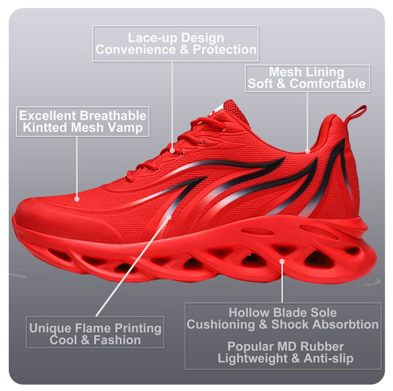 Moda Koşu Ayakkabıları Erkekler Alev Baskılı Sneakers Örgü Atletik Spor Bıçak Yastıklama Koşu Eğitmenler Hafif_voghion.com