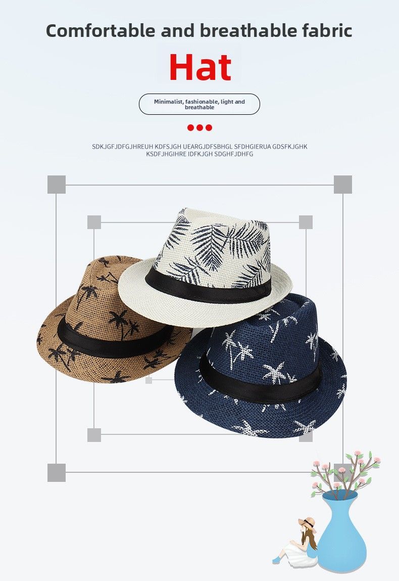 Travel Visor British Summer Women's Hat Maple Leaf Print Papyrus Jazz Hat_voghion.com