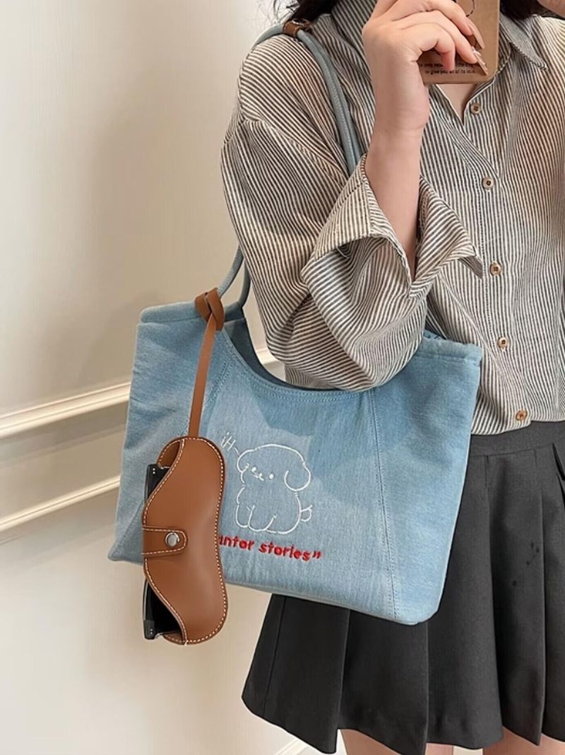 Cartoon Cowboy Canvas Damentasche 2025 Neue Handtasche Multifunktionale Unterarmtasche mit großer Kapazität_voghion.com