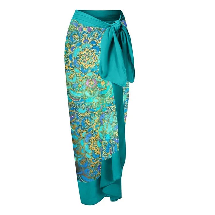 Nouveau maillot de bain une pièce pour femmes avec maillot de bain une pièce imprimé de style ethnique à volants et jupe portefeuille_voghion.com