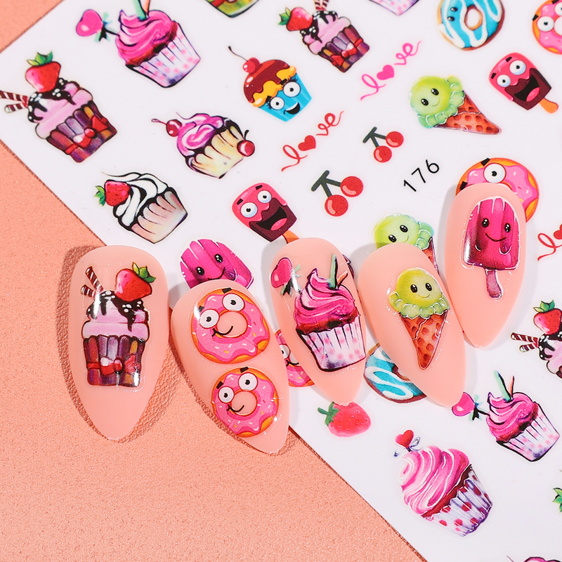 Gelato 3D Torta Nai Art Sticker Bue Eye of Evi Back Snake Sider Decorazione Simpatico fungo Anima ge Poished_voghion.com