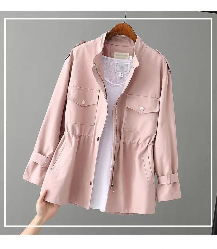 Women's Spring Trench Coat Lightweight Long Sleeve Casual Loose Fit Mid-Length Jacket For Petite & Regular Sizes (Beige, Black, Pink, Green)_voghion.com