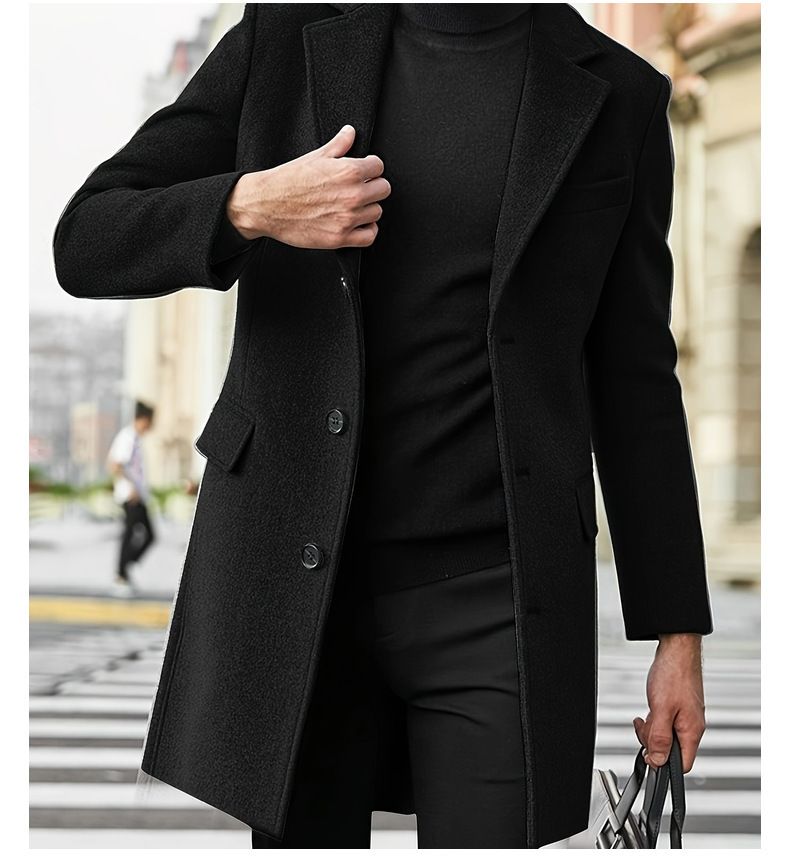Upgrade hochwertige britische Herren mittellangen bis langen Mantel für Herbst und Winter Wollanzug Jacke_voghion.com