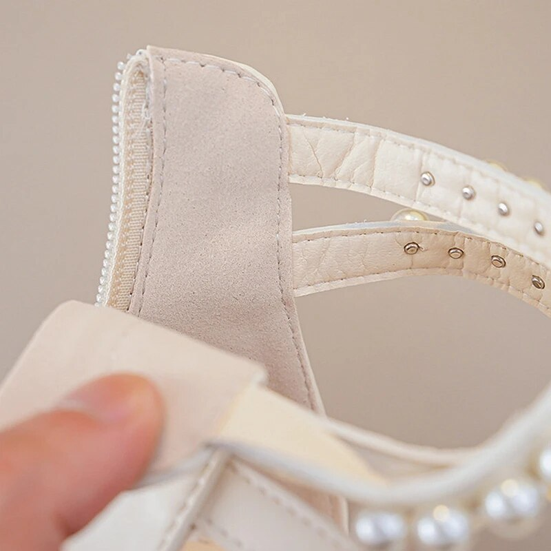 SHLIANG Mädchen Sandalen Sommer Prinzessin Weiß Party Sandalen Perlen Plateau Baby Casual Strand Schuhe Rutschfeste Flats SA128_voghion.com