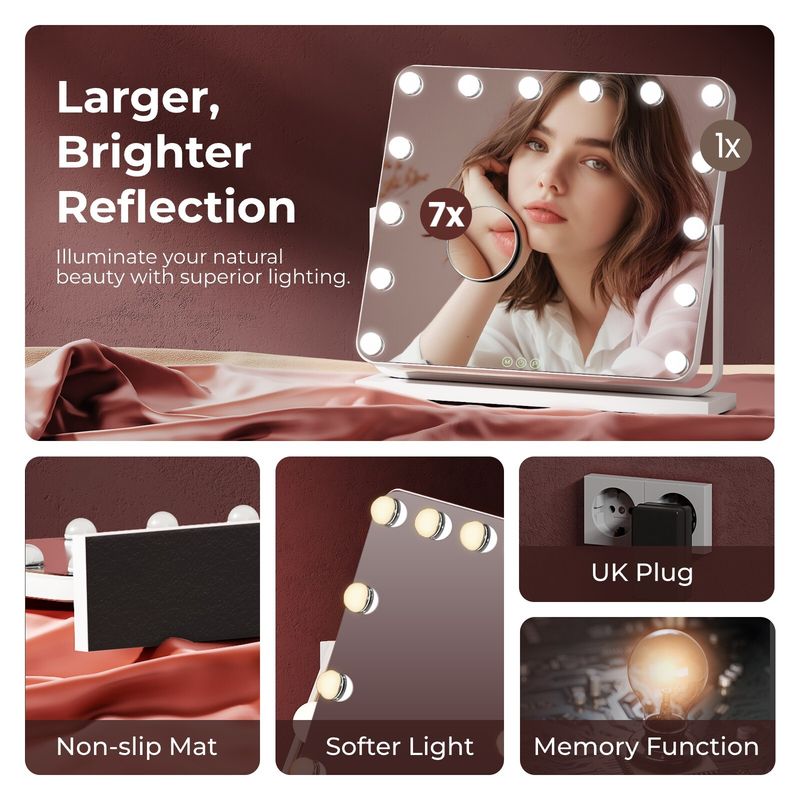 Hollywood Vanity Mirror With LED Touch 3 Light Colors Dressing Table Make-up_voghion.com