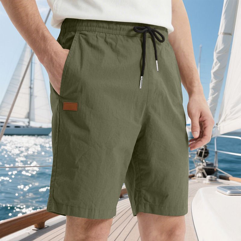 Pantalones de playa para hombre, de verano, informales, ligeros y lujosos, de cinco puntos, con cordón cruzado, talla grande_voghion.com