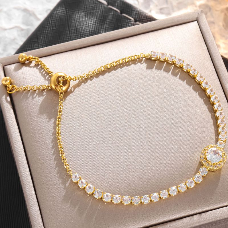Rose Gold Heart Zircon Rannekoru Yksinkertainen metalliseos Diamond Ladies Rannekoru_voghion.com