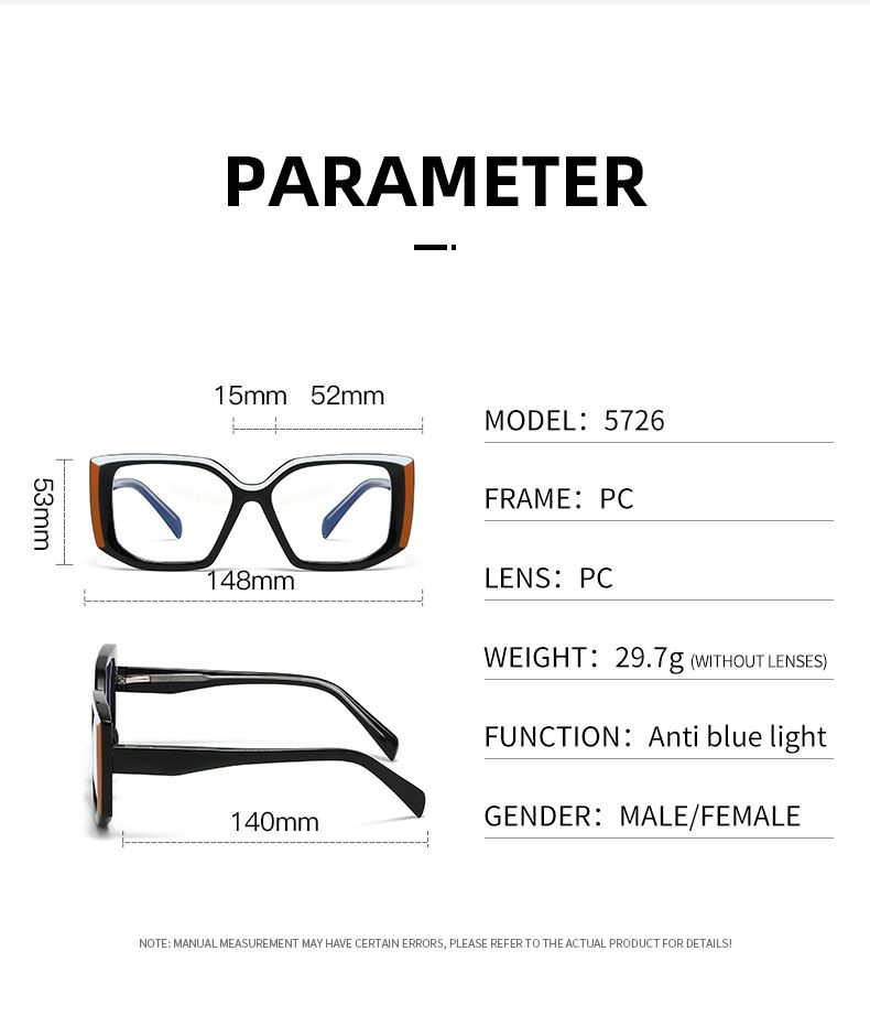 Nuovi occhiali anti luce blu per donna, gambe con attacco PC, colore alla moda, piatto M, possono essere dotati di 5726_voghion.com