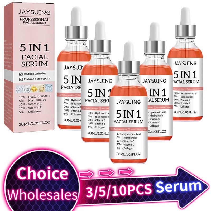 5 In 1 Hyaluronic Acid Face Serum Moisturizing Vitamin C collagen Lightning Facial Serum Shrink Pores Skin Care_voghion.com