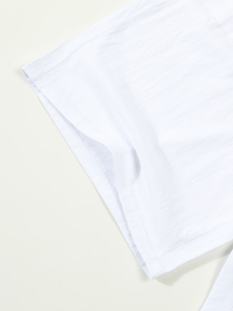 Pantaloncini estivi da uomo in cotone e lino, casual americani, larghi e dritti, con bottoni_voghion.com