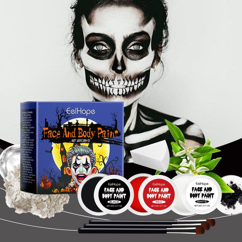 Eelhope Halloween Palette Set Full Coverage Painted Foundation Makeup Clown Multi Color Palette_voghion.com