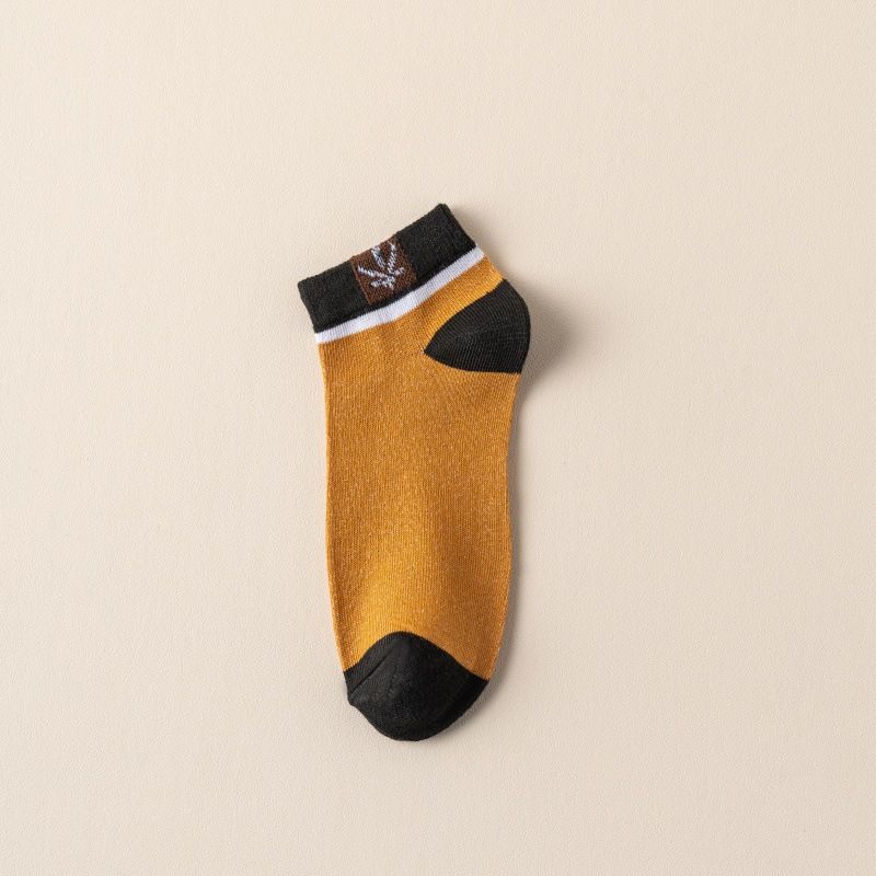 2025e Men's Short Ins Trend Maple Leaf Boat Summer Thin Sweat-Absorbing Breathable Sports Low-Cut Shallow Mouth Socks_voghion.com