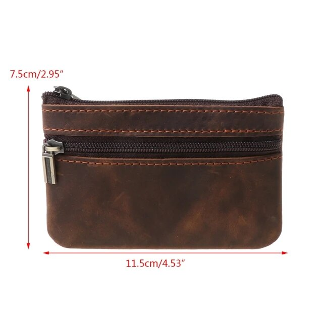 Frauen Männer Retro Rindsleder Schlanke Schlüssel Geldbörse Reißverschluss Um Brieftasche Solide Neue Mode Unisex Handtasche 11,5x7,5 cm_voghion.com