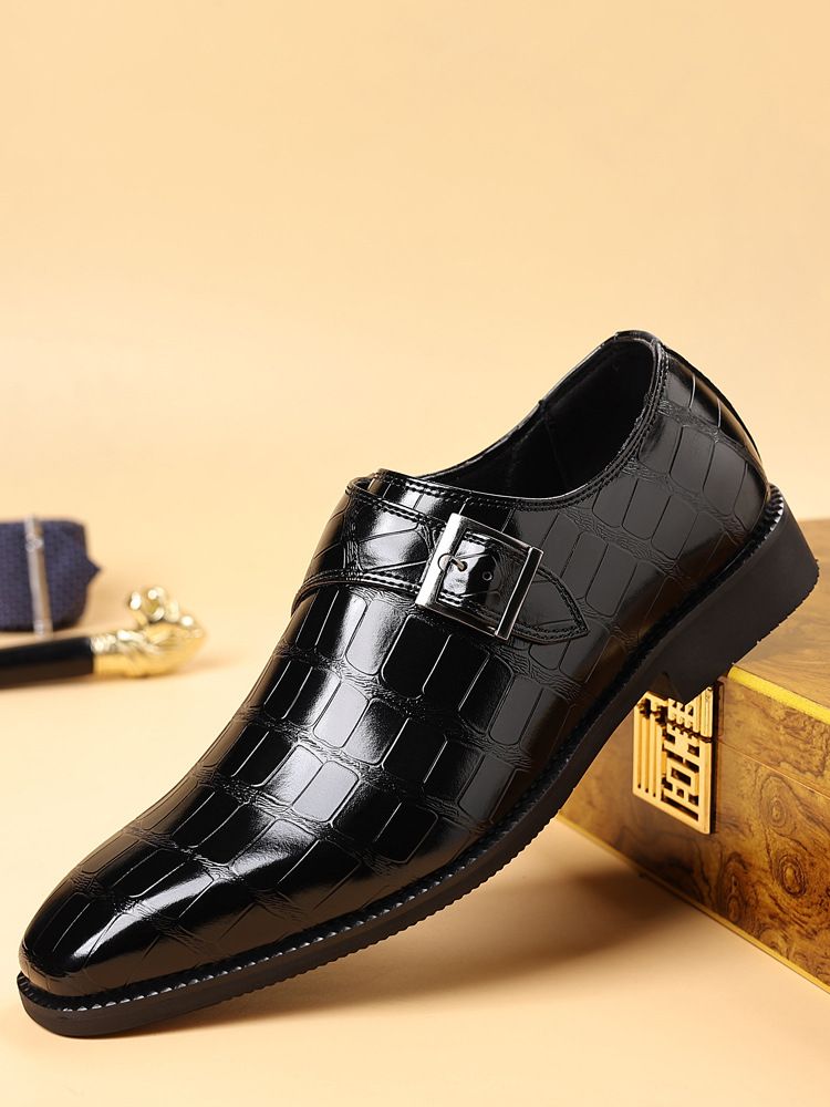 Voyage 8681 Manufacturer Export Model British Style Solid Color Textured 's Single Buckle Casual Business Leather Shoes For_voghion.com