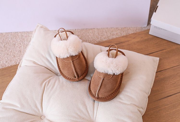 2023 neue Winter Baby Leder Warme Plüsch Kleinkind Kinder Schuhe Gummi Rutschfeste Innen Mode Kleine Mädchen Slipper_voghion.com