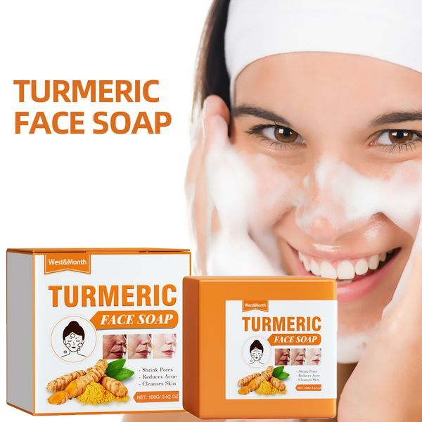 West&Month Turmeric Face Soap, Face Repair Gentle Cleansing, Fade Spots And Smooth Fine Lines Cleaner Soap_voghion.com