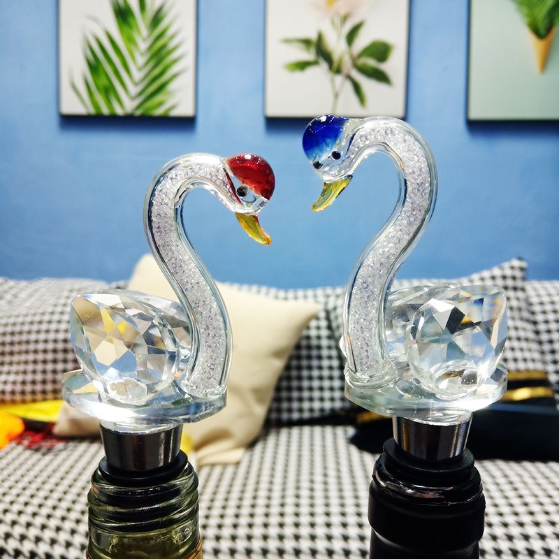 LUTIANNENG Crystal Element Swan Bottle Red Fresh-Keeping Sealing High-End Wine Stopper Creative Home Decor_voghion.com