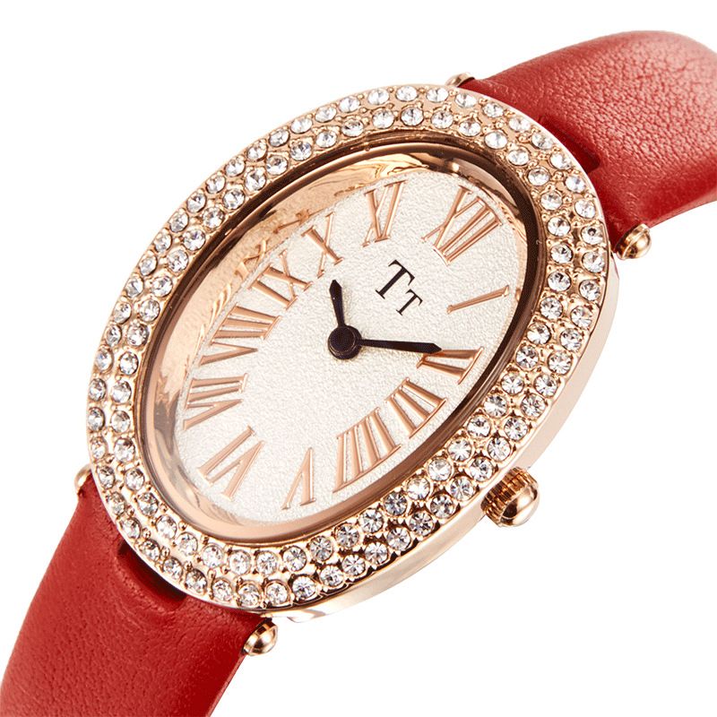 Orologio da polso da donna TT/Tianta Starry Sky Full Diamond, serie vasca ovale, cinturino sottile, quadrante piccolo e squisito_voghion.com