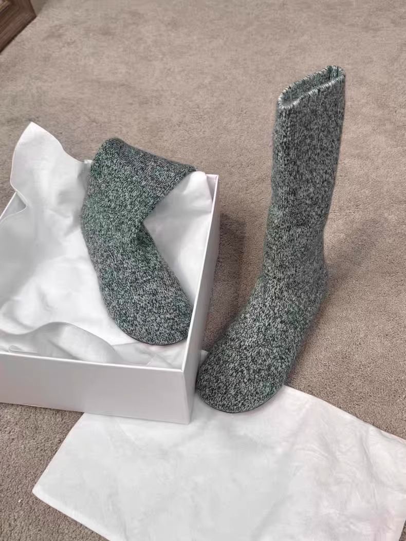 Zees 2025 European Station Autunno Inverno Nuovo Piatto Dimagrante Metà Polpaccio Maglia Elasticizzata Corta Donna Sottile Stivali Calzino Trendy_voghion.com