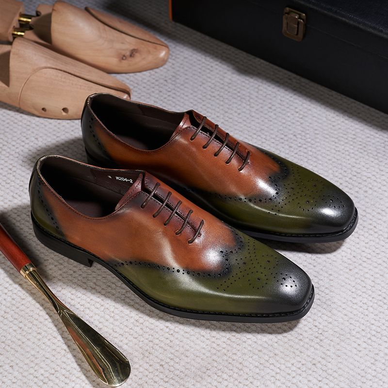 39 46 europäischen größe männer leder schuhe aus echtem leder braun grün mode-business formale Oxford schuhe formale hochzeit kleid schuhe_voghion.com