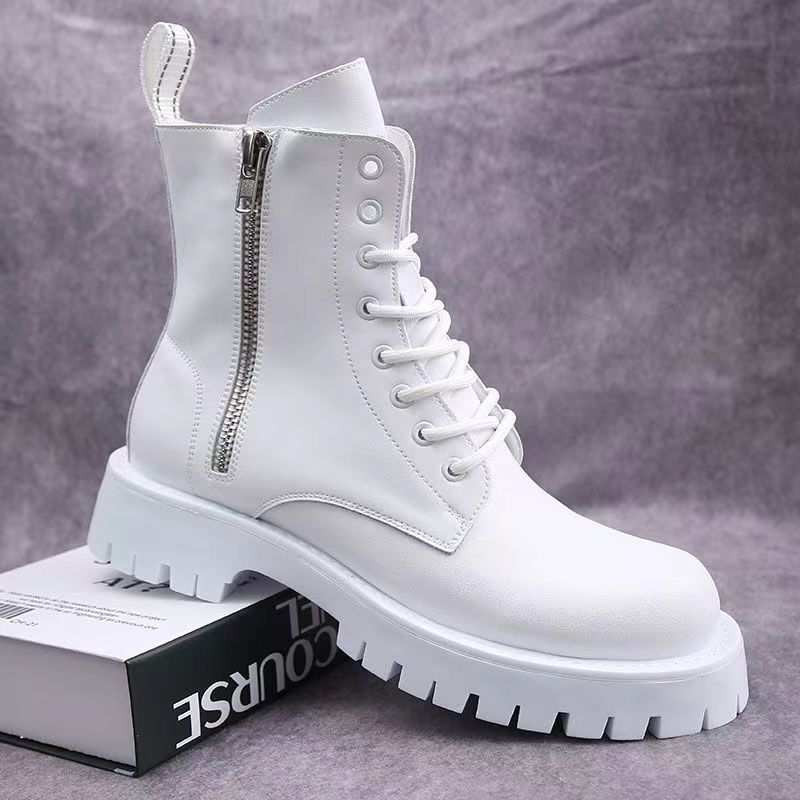 Men's Shoes boots men's Martin boots autumn and winter plus velvet high-top casual leather shoes British versatile thick-soled knight short boots_voghion.com