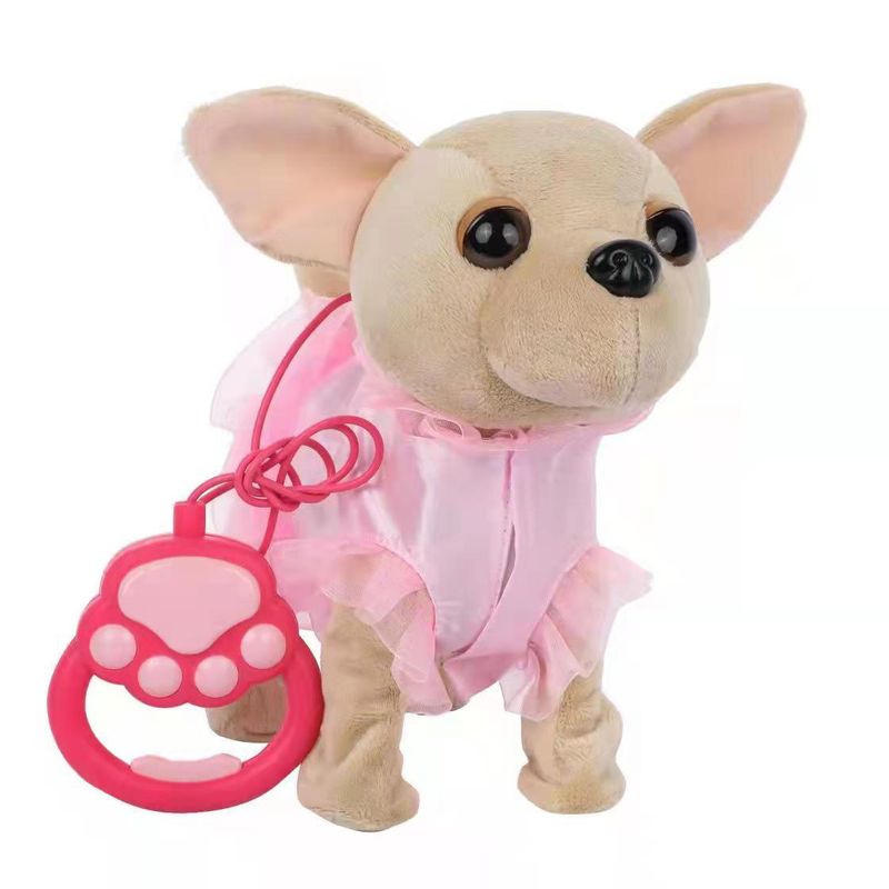 Giocattolo interattivo per cuccioli di peluche con funzione di leccata e camminata - Suoni realistici di abbaio e miagolio, telecomando, occhi LED, guinzaglio incluso_voghion.com