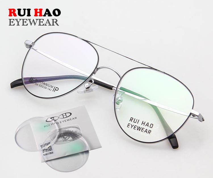 Lunettes de vue à la mode personnalisées Double Deam Lunettes de vue Remplissage de monture Lentilles optiques Lunettes en titane Myopie Hypermétropie_voghion.com