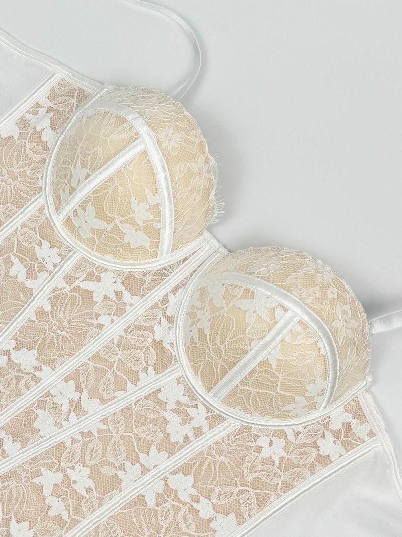 Damenbekleidung Hot Girl Schwarze Spitze Innenträger High-End-Oberbekleidung Körperformender BH mit gerafftem Fischgrätenmuster_voghion.com