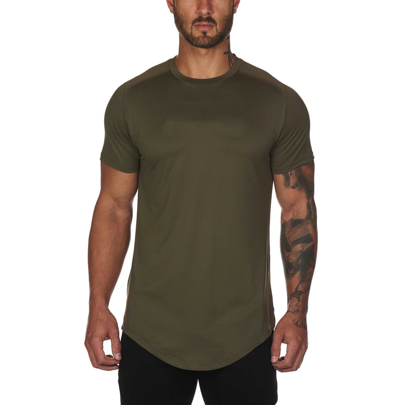 Muscle Brother Round Neck Sports Fitness T-shirt For Men's Breathable Sweatwicking Training Casual Solid Short Sleeves_voghion.com