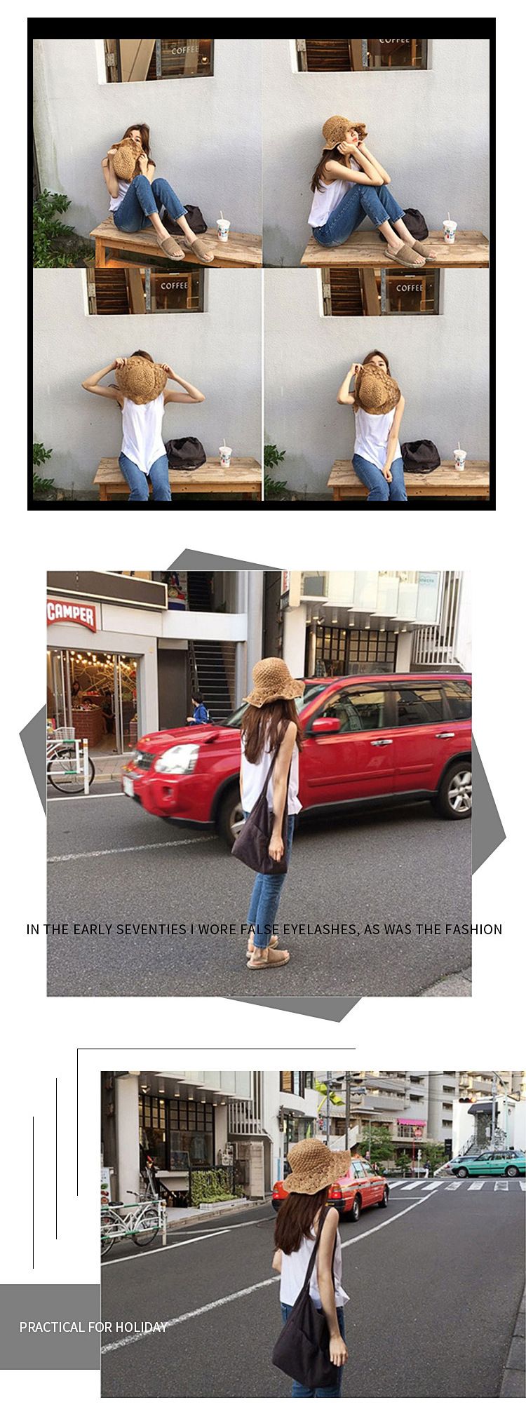 Pdmcms Straw Hat Women's Hat Foldable Beach Versatile in Summer Fresh and Fashionable Beach Vacation Sunshade Hat_voghion.com