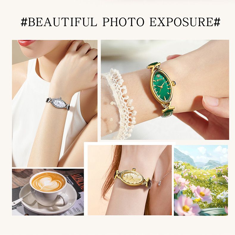 Elegante orologio da donna con quadrante ovale in madreperla e cinturino in pelle - Orologio al quarzo impermeabile per uno stile casual e retrò. Orologio da donna retrò squisito._voghion.com