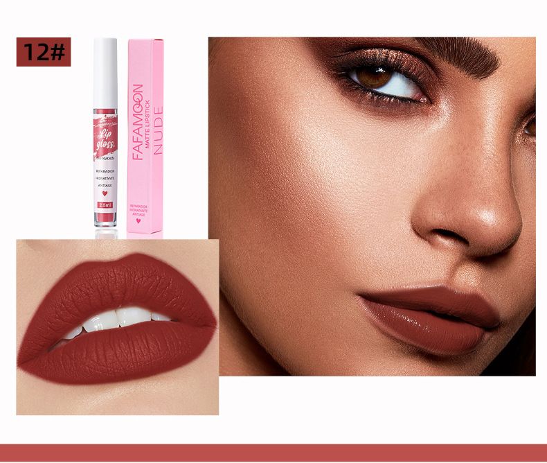 Single cross-border new lip gloss non-stick Cup durable matte non-fading Matte Velvet Lip gloss multicolor FAFAMOON_voghion.com