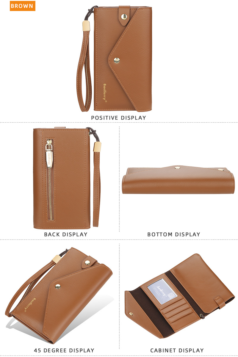 New BAELLERRY ladies long wallet thin multi-card mobile phone bag fashion clutch wholesale_voghion.com