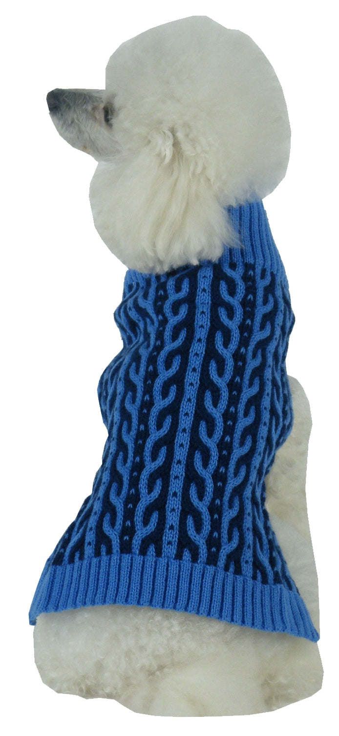 Harmonious Dual Color Weaved Heavy Cable Knitted Fashion Designer Dog Sweater_voghion.com