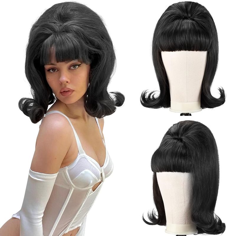 Vintage-Kunsthaarperücke für Damen – Retro-Ponyfrisur der 50er/60er/70er Jahre (bereit für Halloween-Kostümpartys und Cosplay)_voghion.com